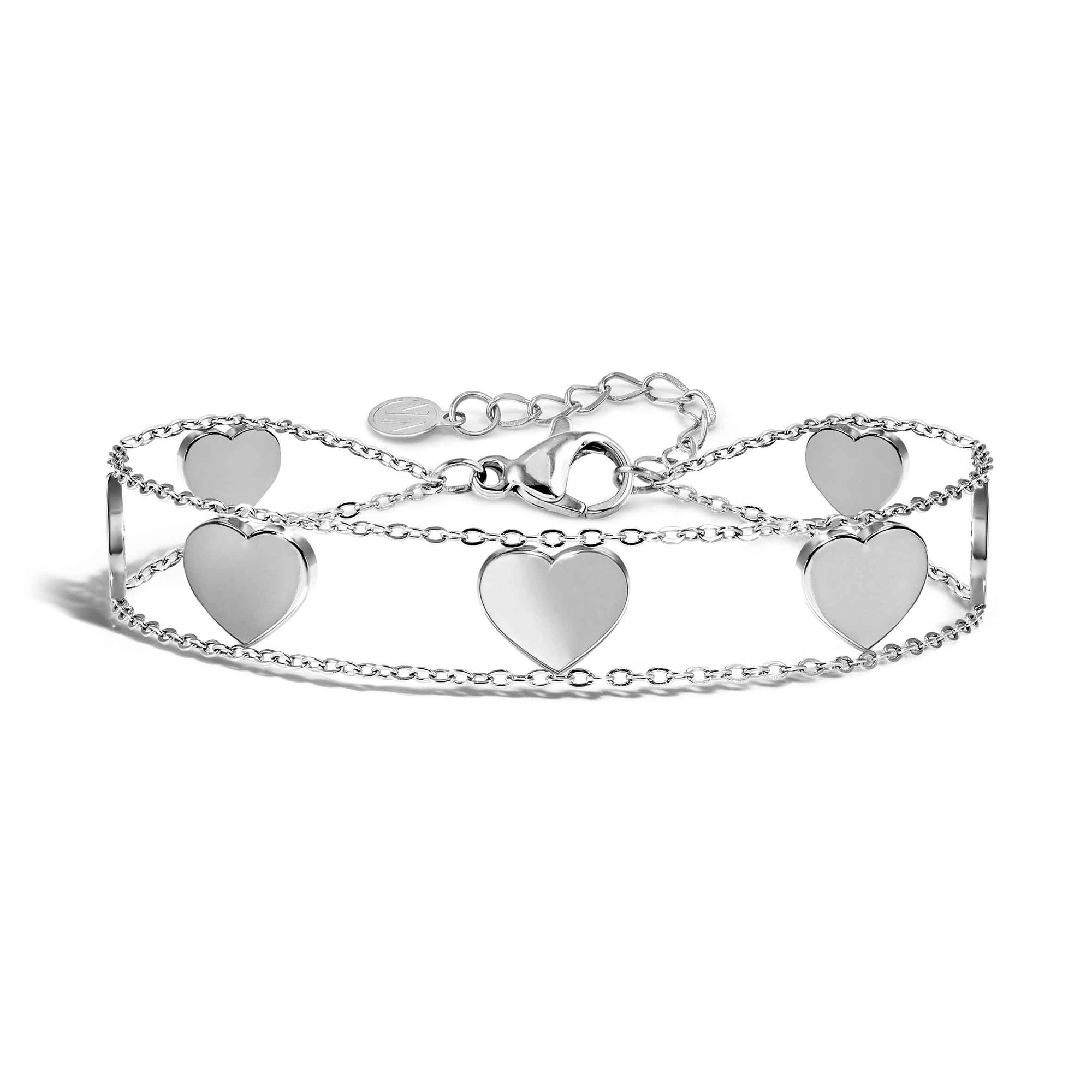 Nomination RITMATIKA Armband - doppelt aus - mit Schmucksymbolen verziert – Herzen silberfarben – Ansicht 2