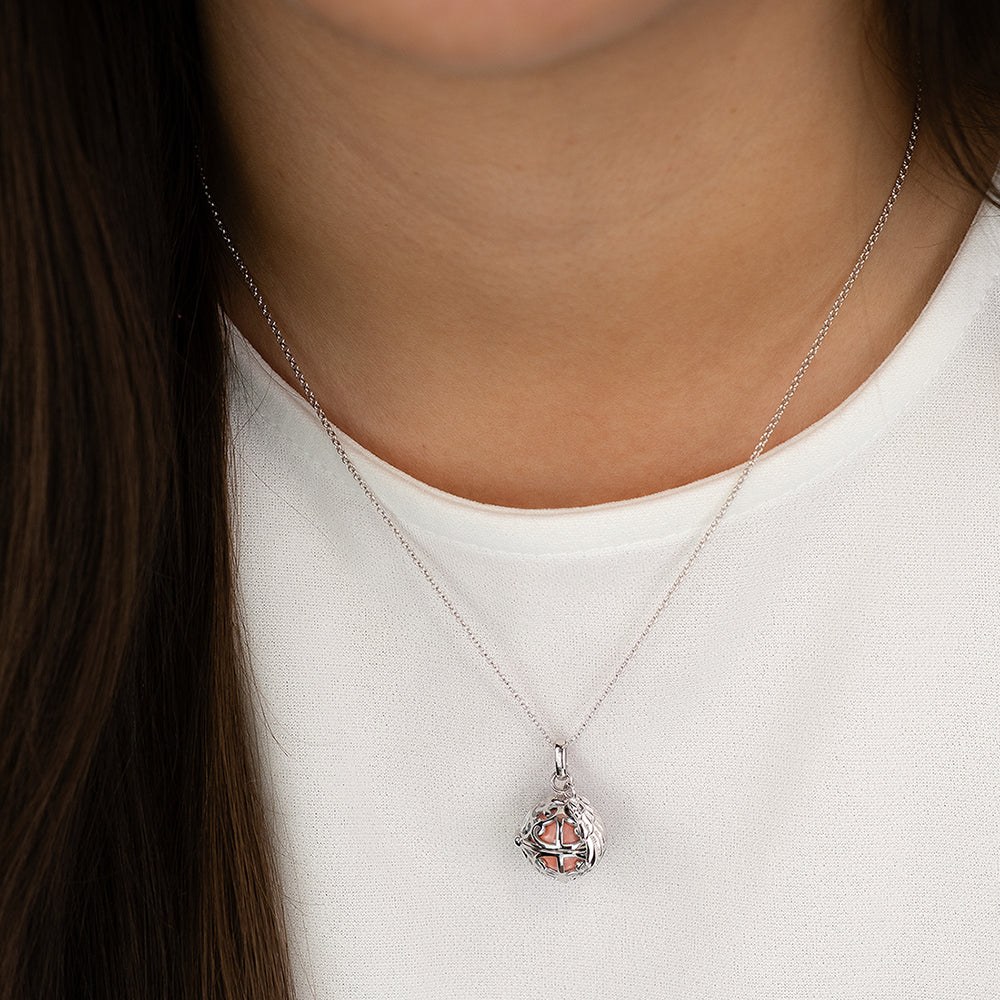 Engelsrufer 45 cm Kette mit Flügel & Klangkugel Anhänger - Silber rhodiniert - Rosé Gr. XS – Ansicht 2