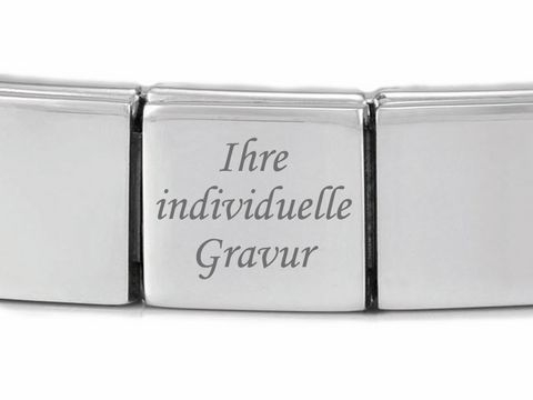 Edelstahlarmband mit einem Classic Element der Marke Nomination, versehen mit der Gravur "Ihre individuelle Gravur", ideal für personalisierte Schmuckstücke.
