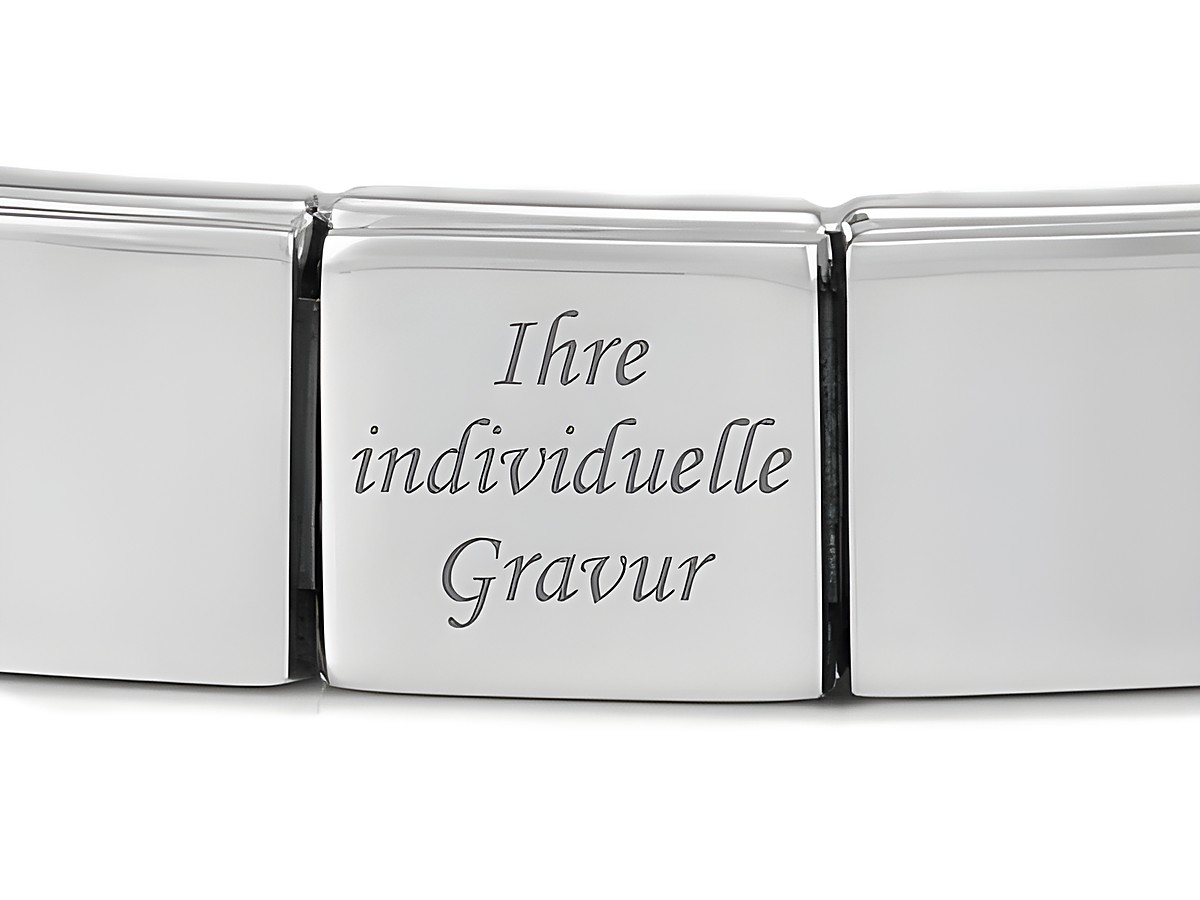 Edelstahlarmband mit einem Classic Element der Marke Nomination, versehen mit der Gravur "Ihre individuelle Gravur", ideal für personalisierte Schmuckstücke.