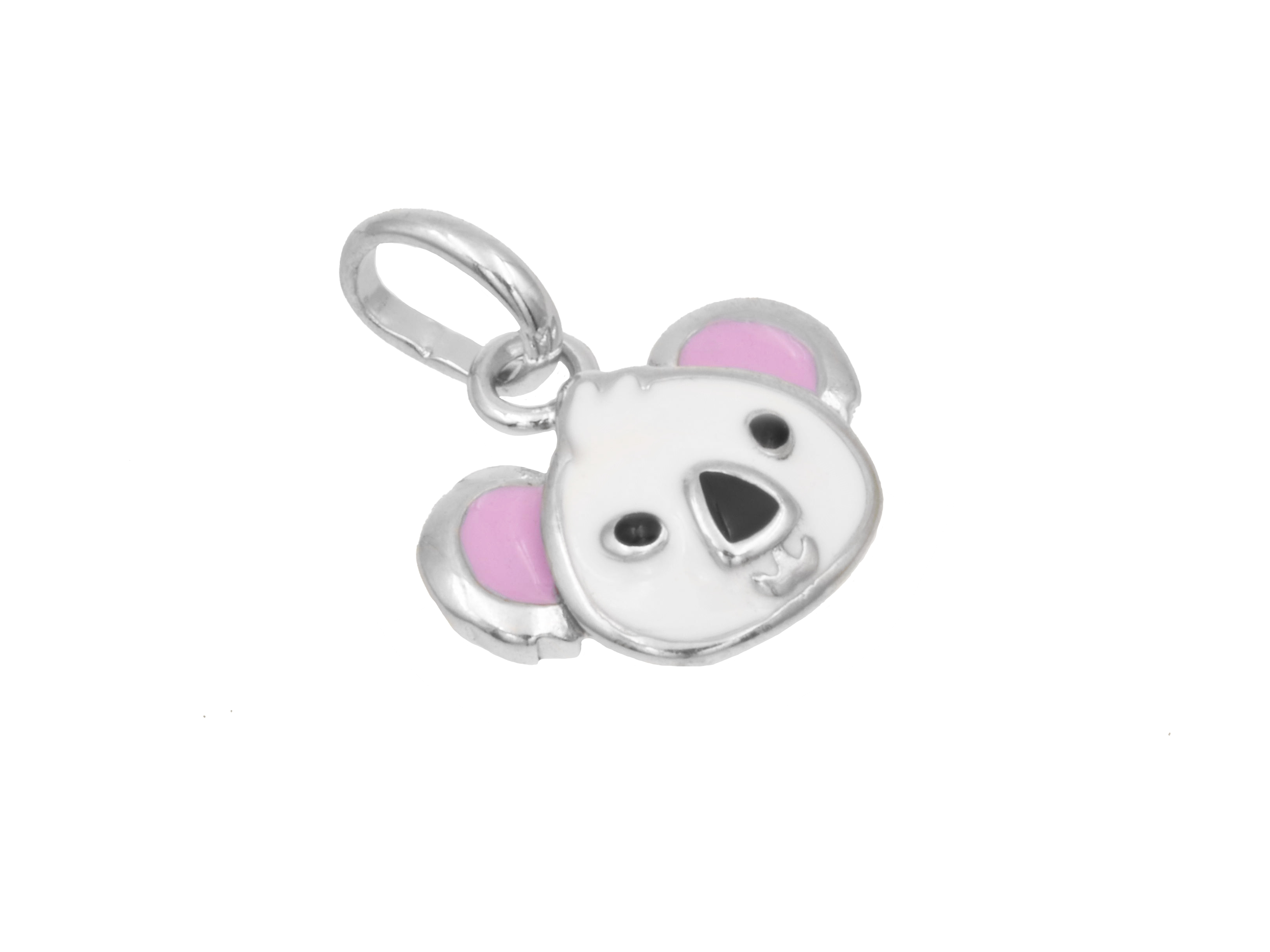 Anhänger Koala Kopf - Sterling Silber rhod. - Emaille Anhänger in Form eines Koala-Kopfs aus rhodiniertem Sterling Silber mit bunten Emaille-Akzenten, ideal für den individuellen Schmuckstil, Hersteller Juwelier Harnisch.