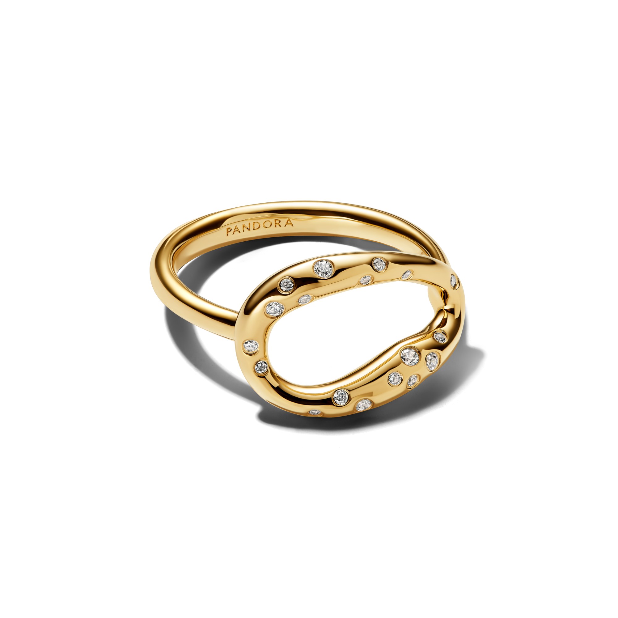 Pandora Organisch geformter Statement-Ring mit Steinen Zirkonia - Gelbgold Vergoldung – Ansicht 2