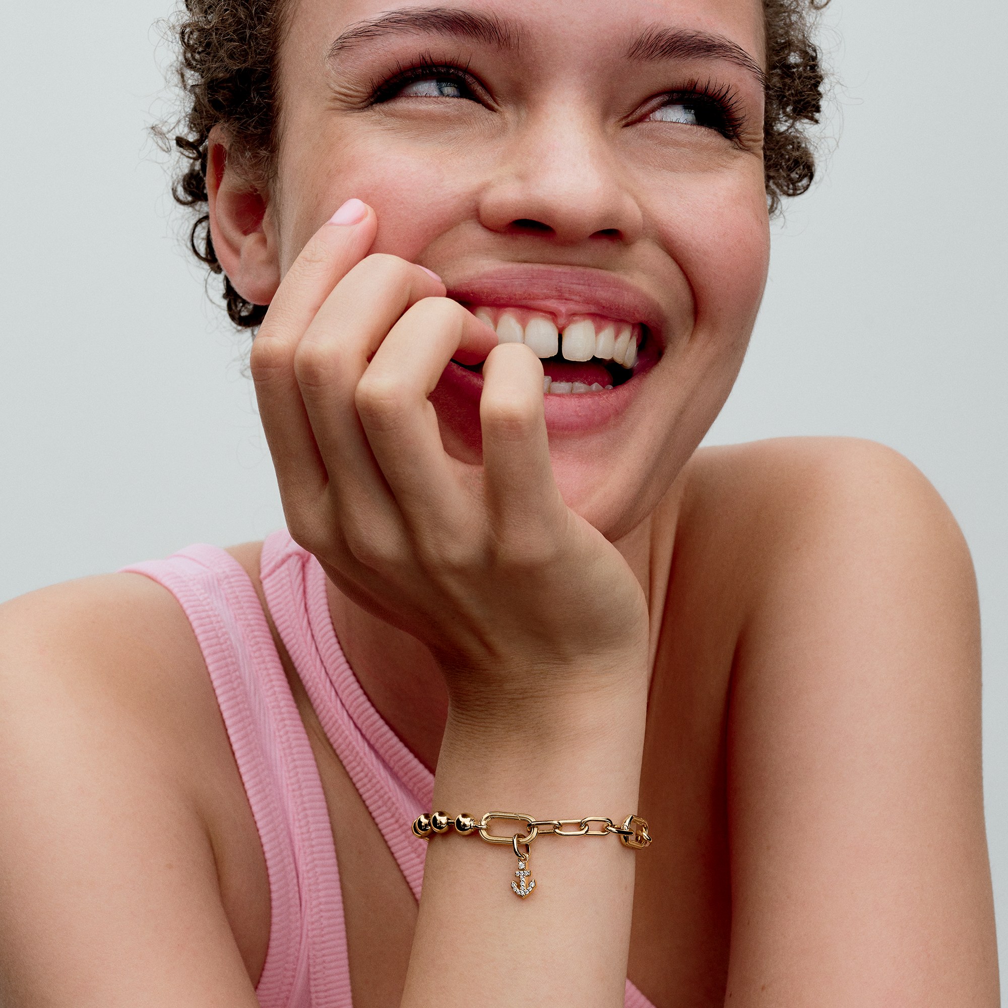 Pandora ME Anker Mini-Charm-Anhänger - Gelbgold verg. - Zirkonia klar