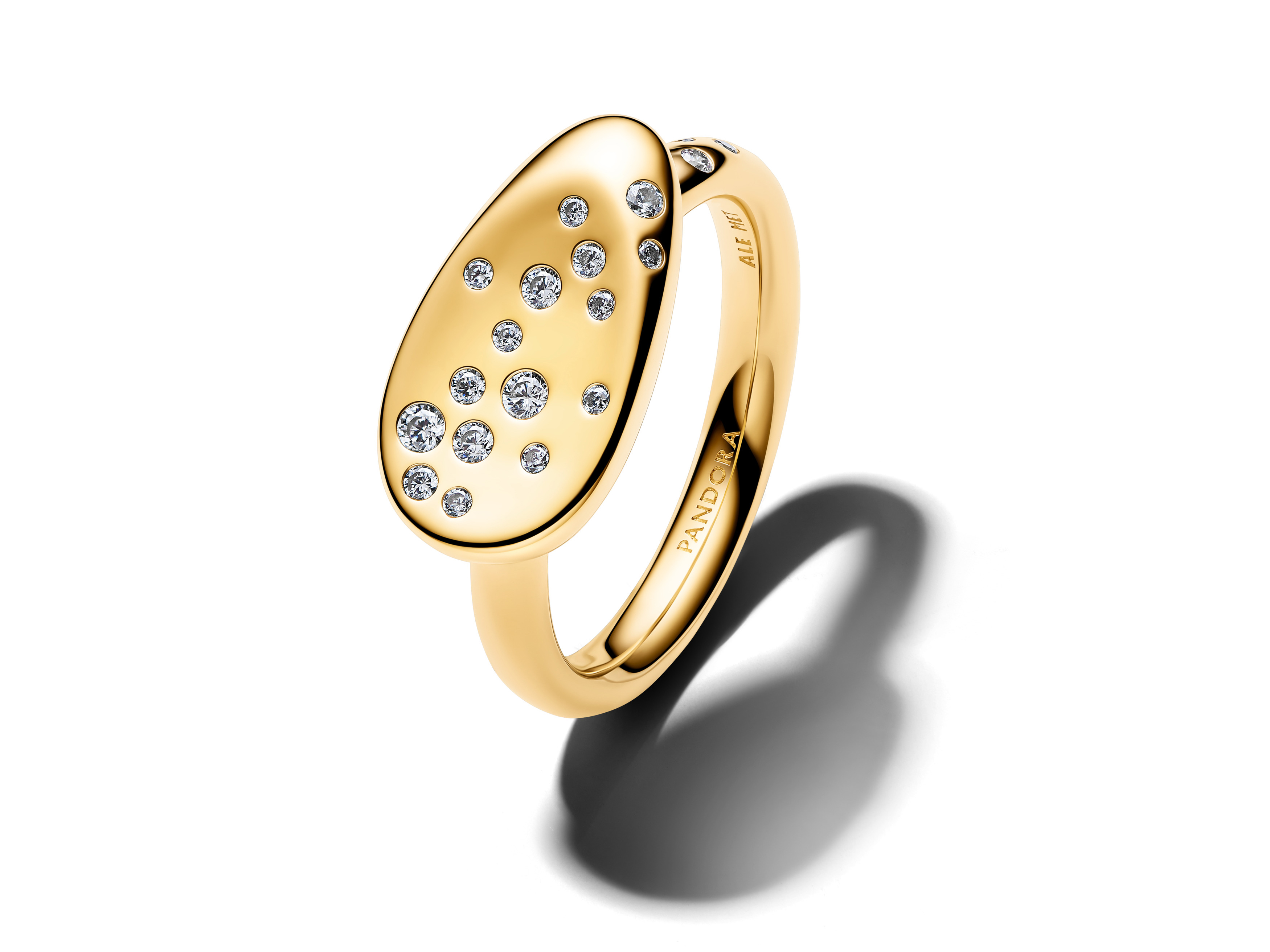 Pandora 164707C01-60 - Kleiner ovaler Siegelring mit Steinen Zirkonia Gr. 60 - Gelbgold Vergoldung