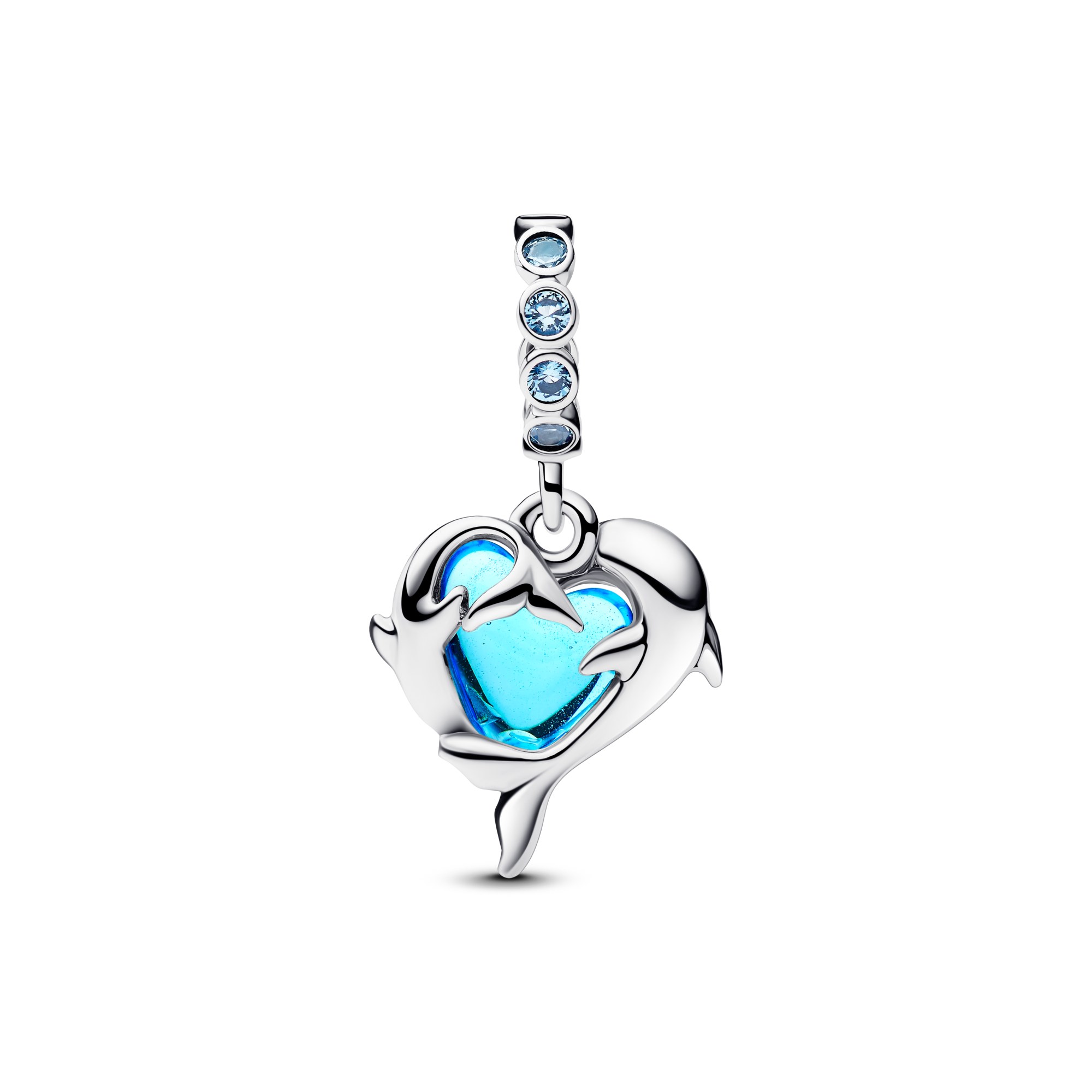Pandora Blauer Muranoglas-Delphin-Charm - Sterling Silber – Ansicht 3
