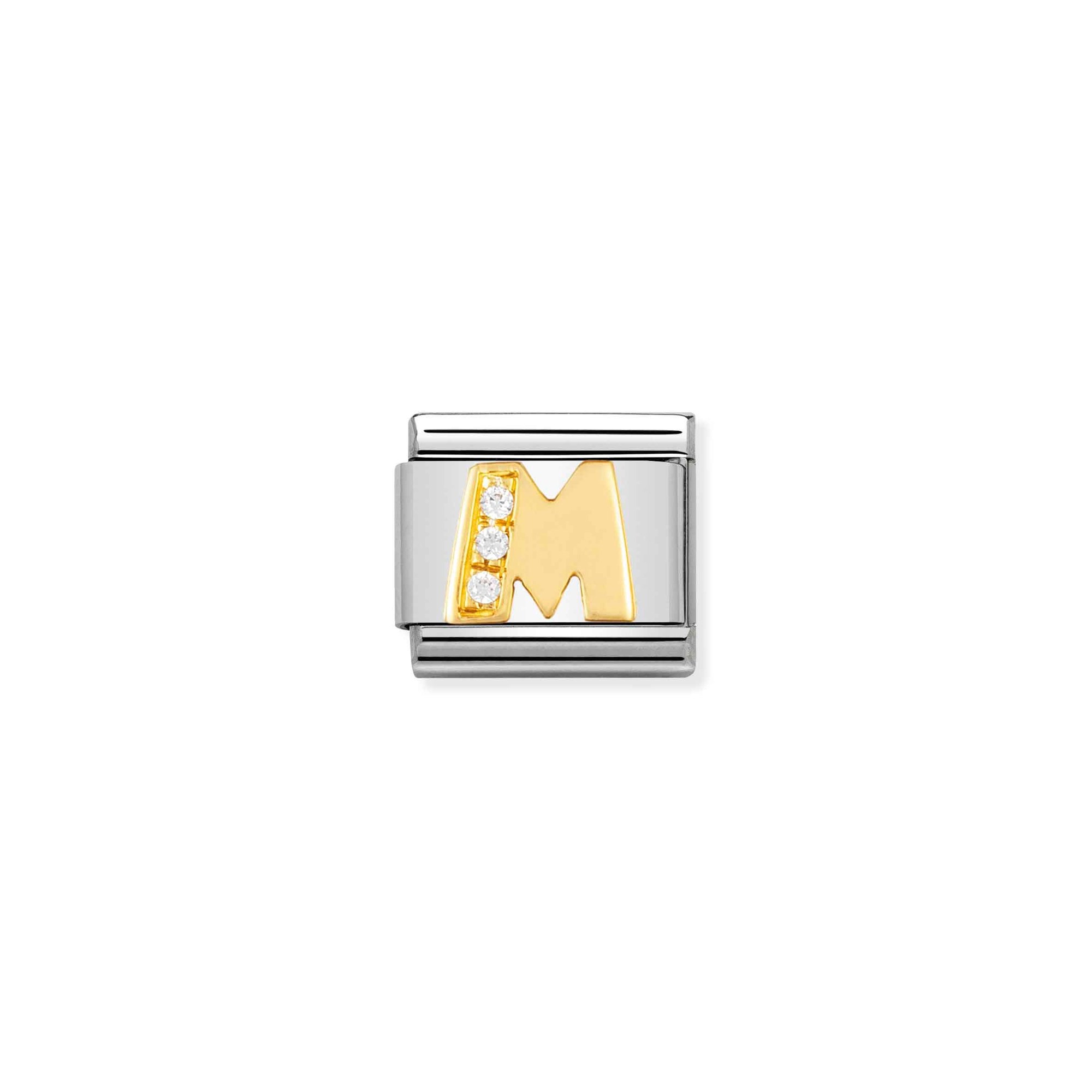 Nomination Composable Classic Charm Buchstabe M - Edelstahl, Gold 750 Gelbgold, Zirkonia