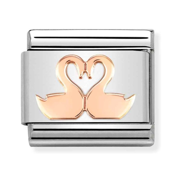 Nomination Composable Classic Charm Schwäne - Edelstahl, roségoldfarben