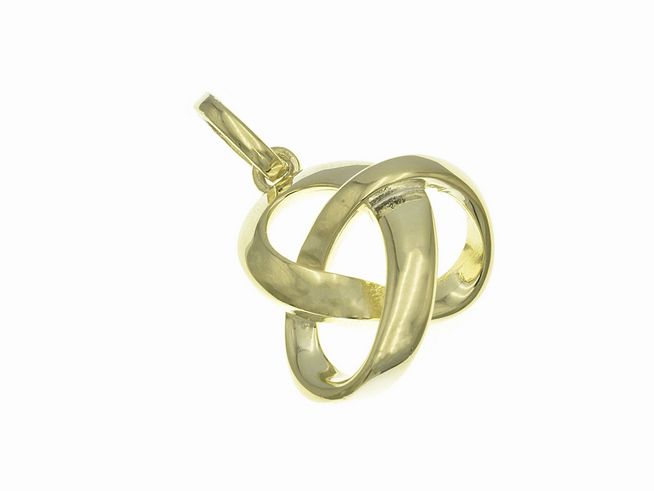 Anhänger aus poliertem Sterling Silber in vergoldetem Gelbgold, mit einem besonderen Knotendesign, hergestellt von Juwelier Harnisch. Ideal als stilvolles Schmuckstück.