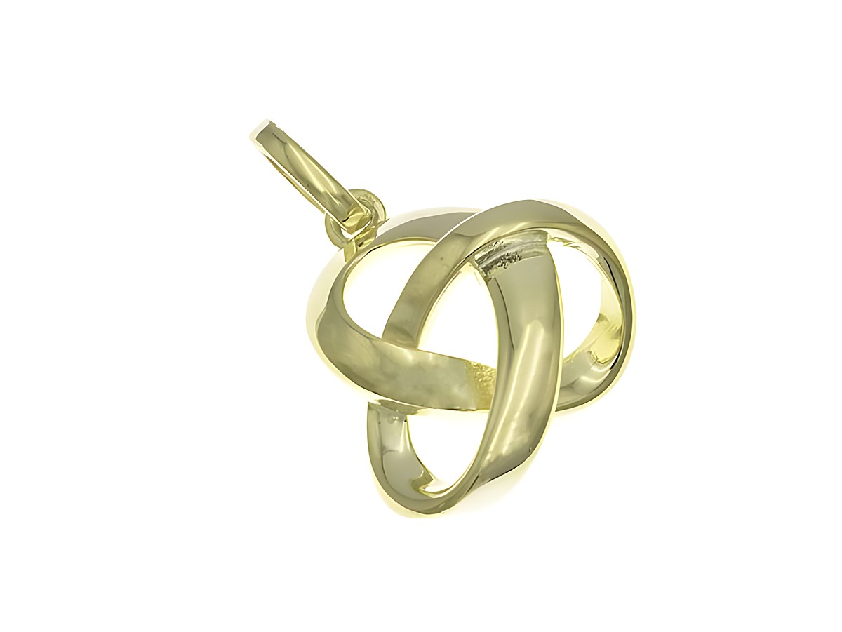 Anhänger aus poliertem Sterling Silber in vergoldetem Gelbgold, mit einem besonderen Knotendesign, hergestellt von Juwelier Harnisch. Ideal als stilvolles Schmuckstück.