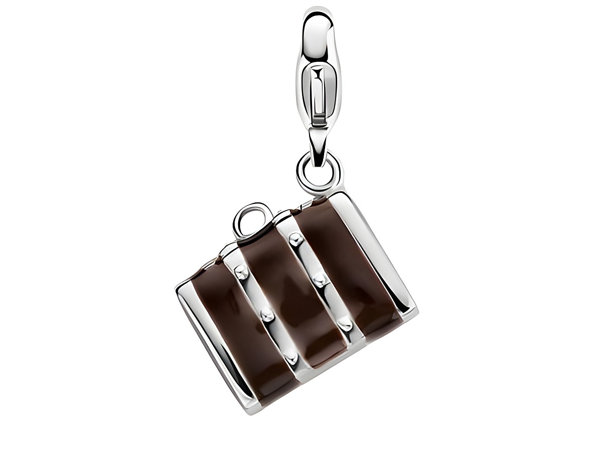 Reisekoffer Charms aus Silber von Ti Sento, Modell 8247SI, elegant gestaltet mit braunen Akzenten, ideal als stilvolles Accessoire für Schmuckliebhaber.