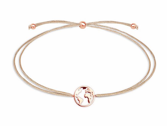 Armband aus Xenox Sterling Silber ARMBAND XS3166R in Roségold vergoldet mit einer Weltkugel als Anhänger, ideal für Reisende und Abenteuerlustige.