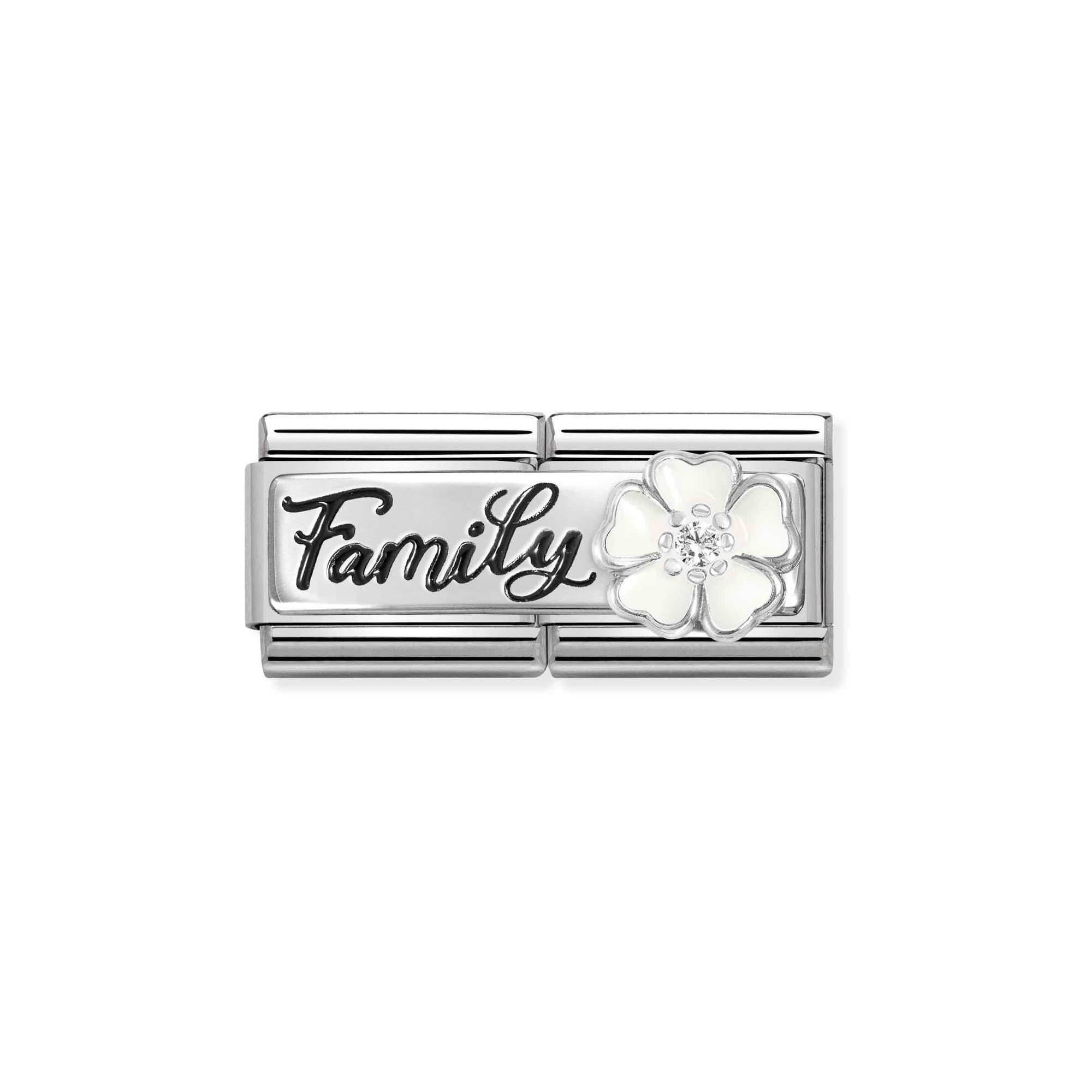 Nomination Composable Classic Double Charm Family Blume - Edelstahl, Sterling Silber, Emaille