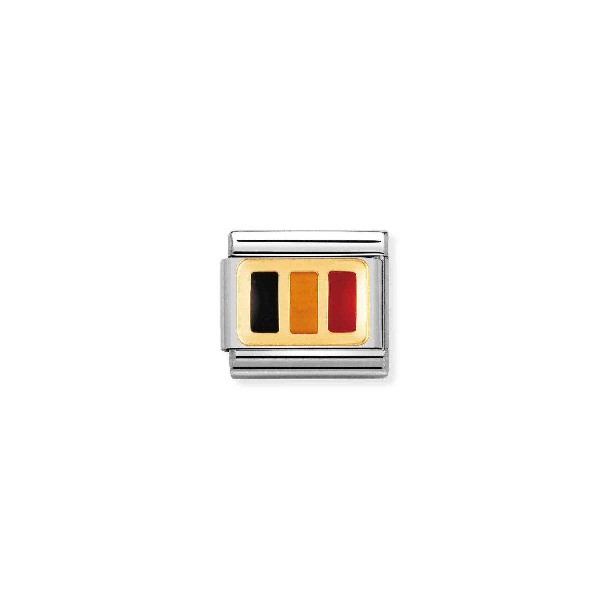 Nomination Composable Classic Charm Flagge Belgien - Edelstahl, Gold 750 Gelbgold, Emaille