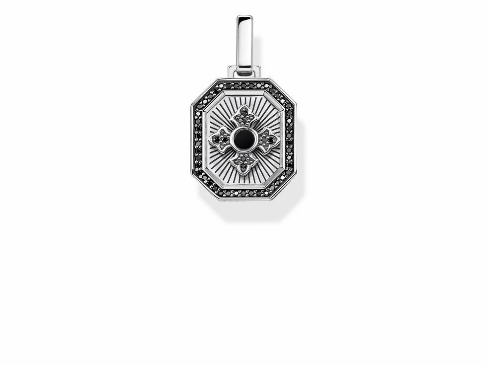 Thomas Sabo Anhänger PE863-641-11 aus Sterling Silber mit schwarzem Onyx und Zirkonia, elegantes Kreuzdesign, dekorative Details und drei-dimensionaler Struktur, ideal für Ketten.