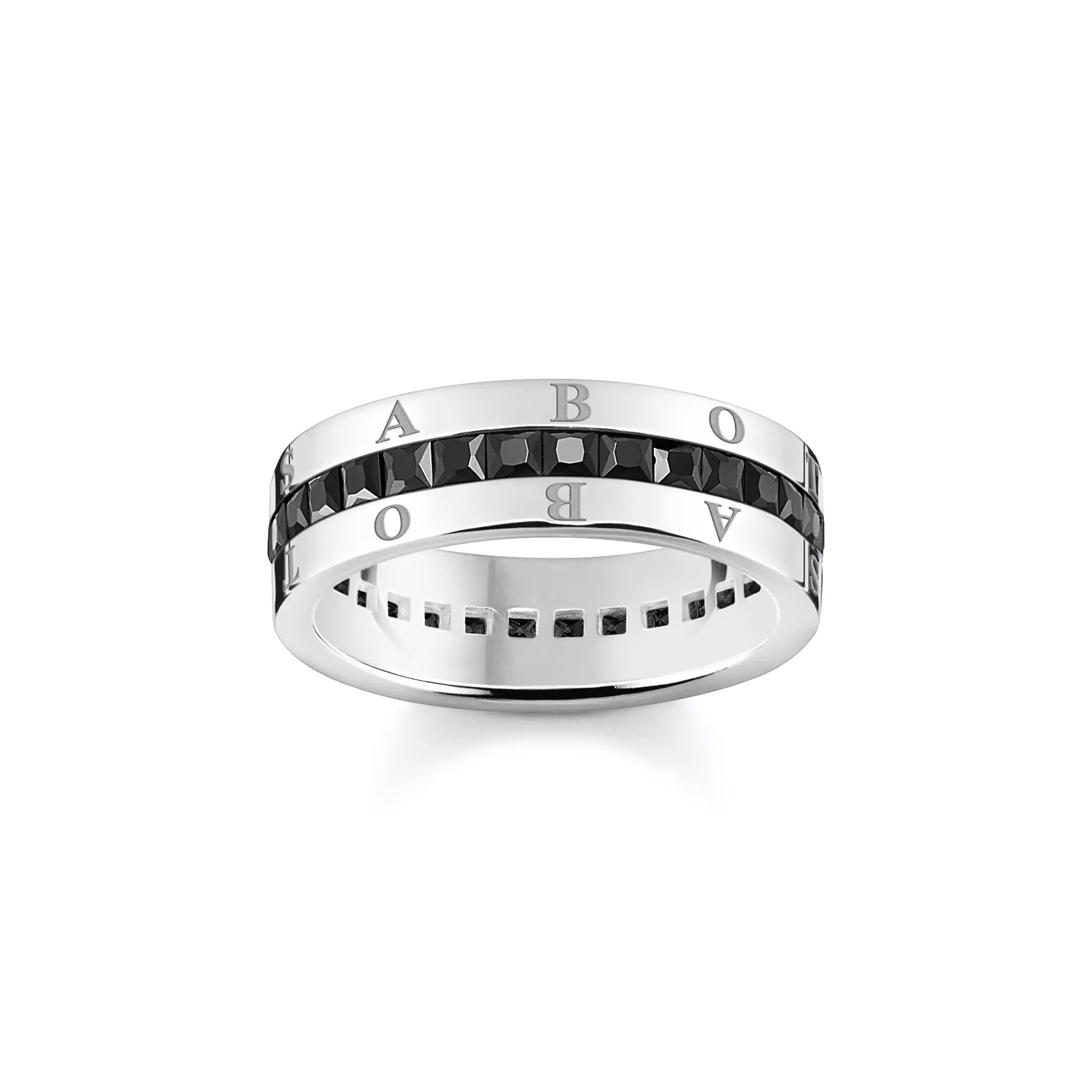 Thomas Sabo Bandring mit schwarzen Steinen Pavé Silber – Zirkonia