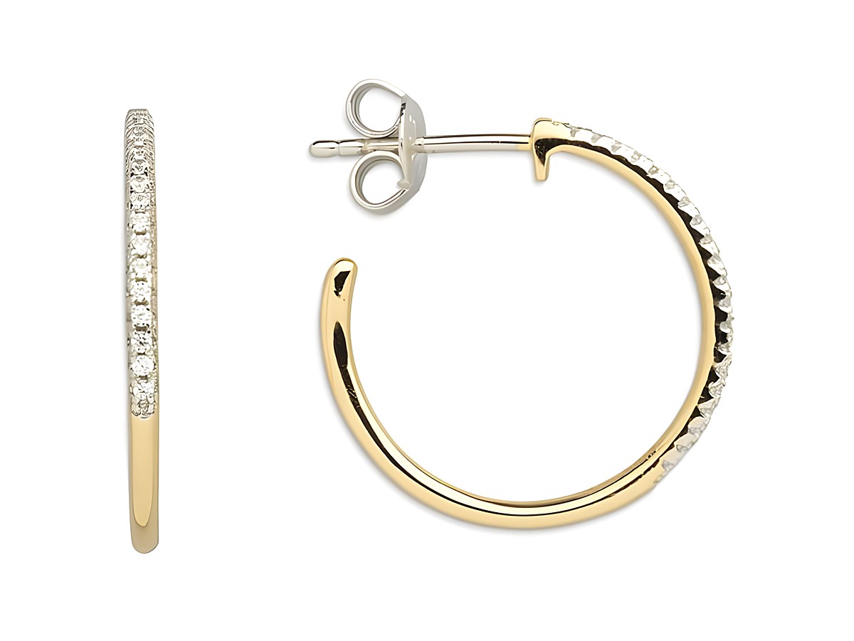 XENOX Sterling Silber Ohrringe XS3524G Creolen in gelbgold vergoldet mit funkelnden Zirkonia Steinen, elegantes Design für klassischen Ohrschmuck.
