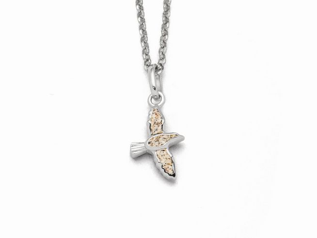 DUR Kette Möwe K2765 aus Sterling Silber mit einem schlichten Anhänger in Form einer Möwe, die in einem eleganten Flug dargestellt ist, an einer feinen Kette von 42cm Länge.