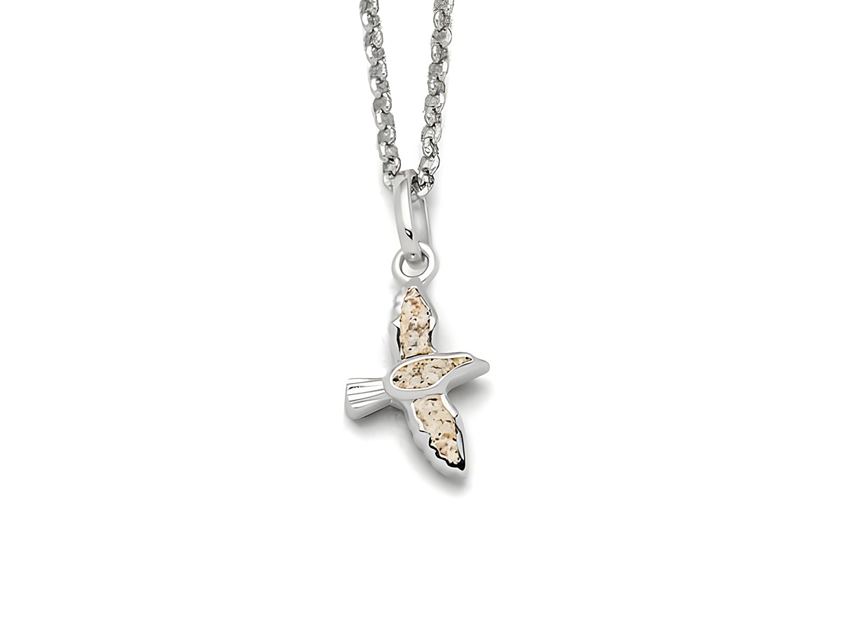 DUR Kette Möwe K2765 aus Sterling Silber mit einem schlichten Anhänger in Form einer Möwe, die in einem eleganten Flug dargestellt ist, an einer feinen Kette von 42cm Länge.