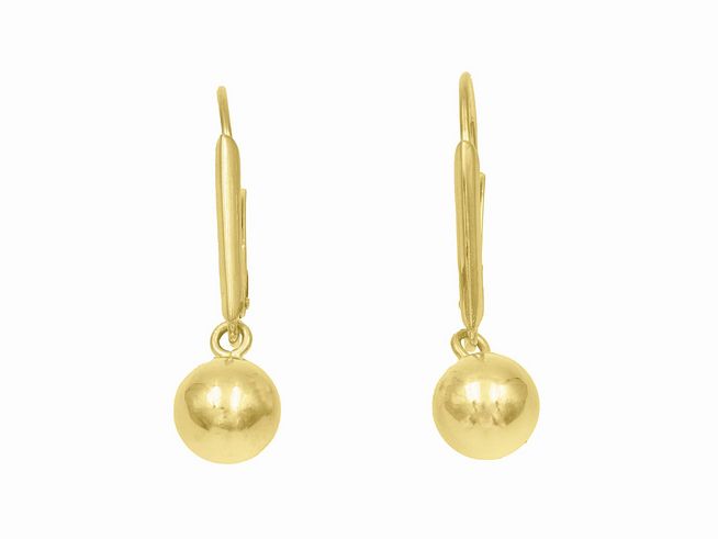 Ohrhänger Kugel aus Sterling Silber vergoldet in Gelbgold poliert von Juwelier Harnisch, elegantes Design ohne Stein, ideal für jeden Anlass.