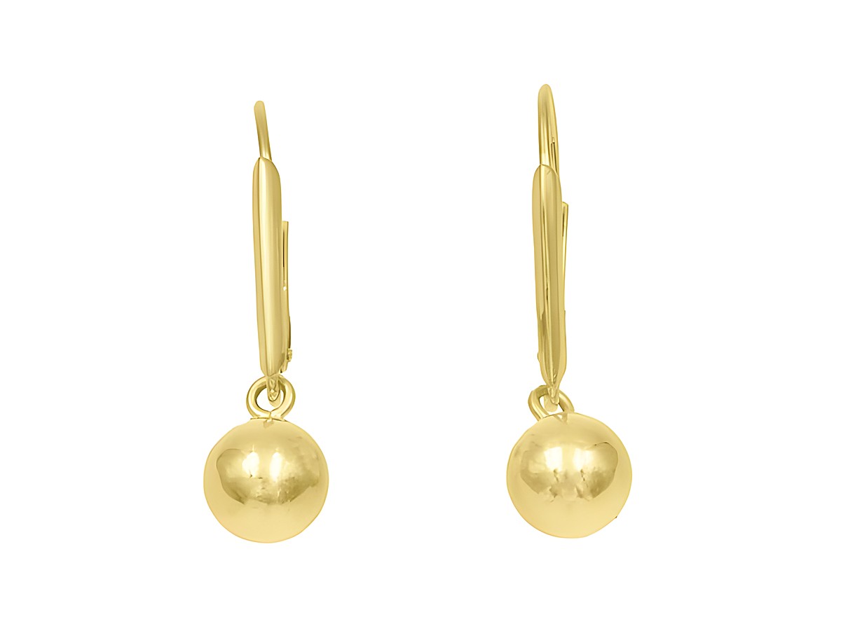 Ohrhänger Kugel aus Sterling Silber vergoldet in Gelbgold poliert von Juwelier Harnisch, elegantes Design ohne Stein, ideal für jeden Anlass.