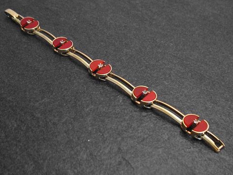 Silberarmband verg. 18 cm Design Karneol Zirkonia weiß, Hersteller Juwelier Harnisch, vergoldet. Elegantes Armband mit roten Karneolsteinen und funkelnden Zirkonias, perfekt für besondere Anlässe.