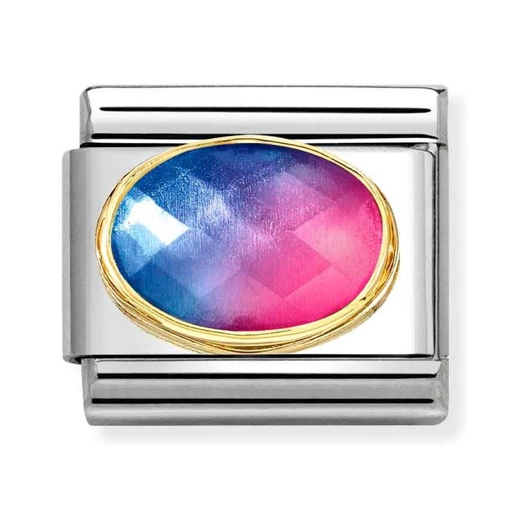 Nomination Composable Classic Charm Stein Blau-Magenta - Edelstahl, Gold 750 Gelbgold