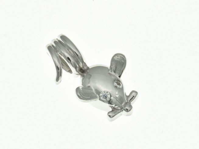 Maus Anhänger aus rhodiniertem Sterling Silber mit Zirkonia, ideal für Kinder, von Juwelier Harnisch, verspieltes Design in glänzender Ausführung.