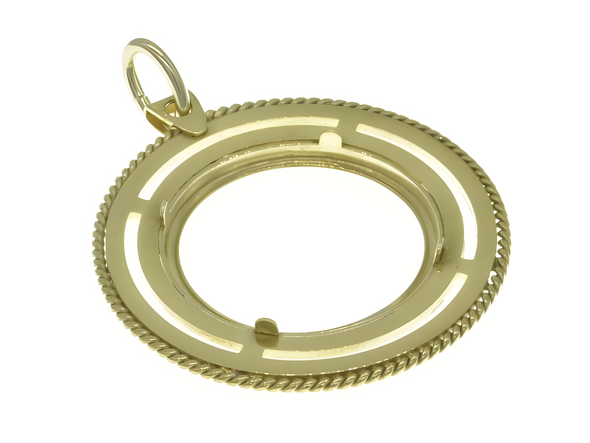 Münzfassung Anhänger aus 585 Gold mit Kordelrand, geeignet für Münzen mit einem Durchmesser von maximal 20,2 mm, hergestellt von Juwelier Harnisch. – Ansicht 3