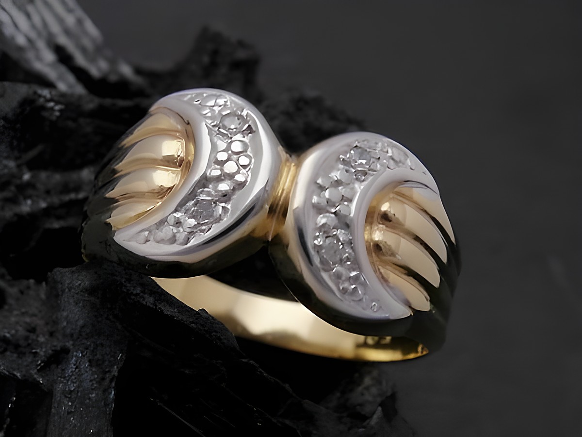 Gold Ring - imposant - Gold 585 bicolor - Diamant - Goldring - Gr. 56, Hersteller: Juwelier Harnisch, bis Gr. 56/18.