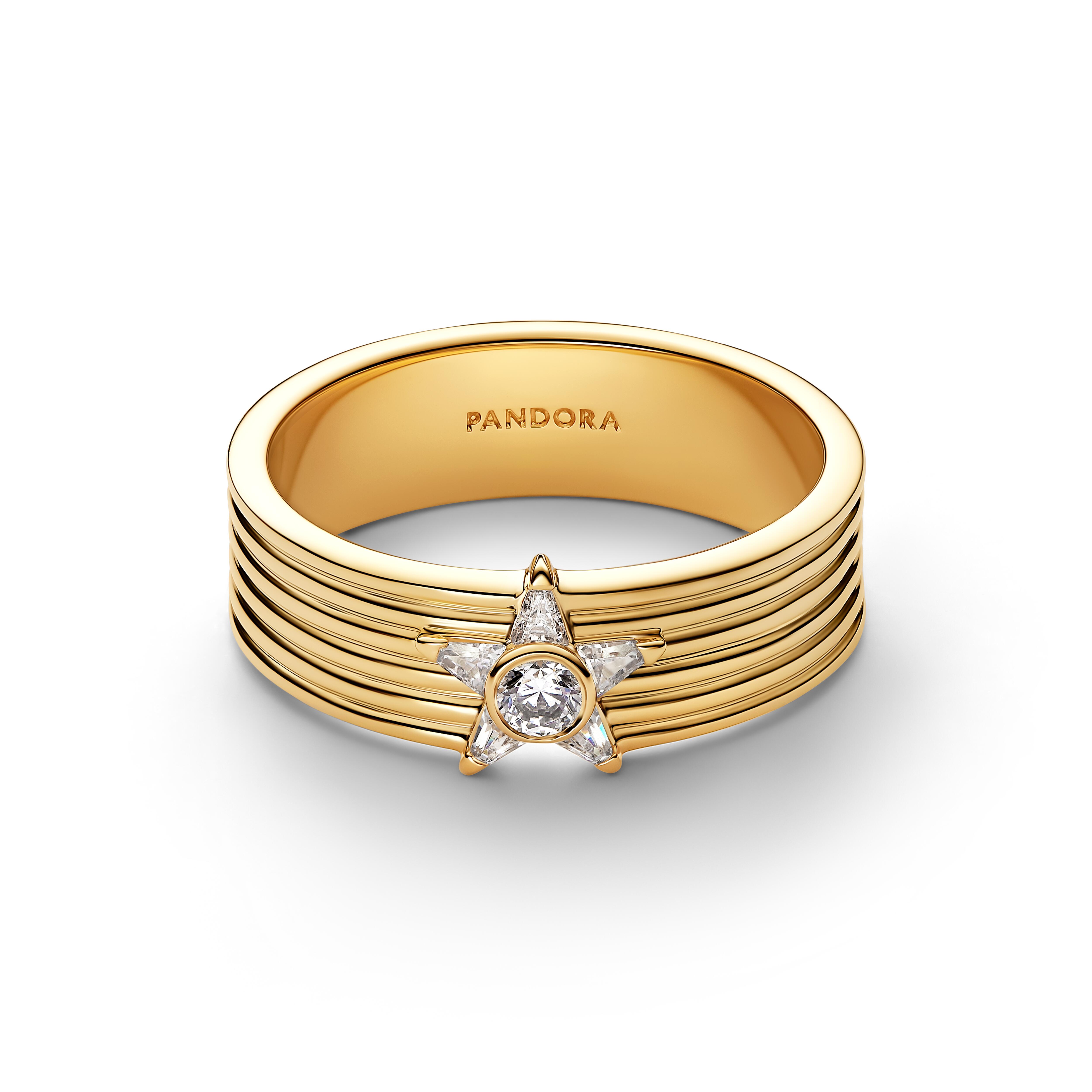 Pandora Timeless - Bandring Sternschnuppe breit - Gelbgold Vergoldung – Ansicht 2