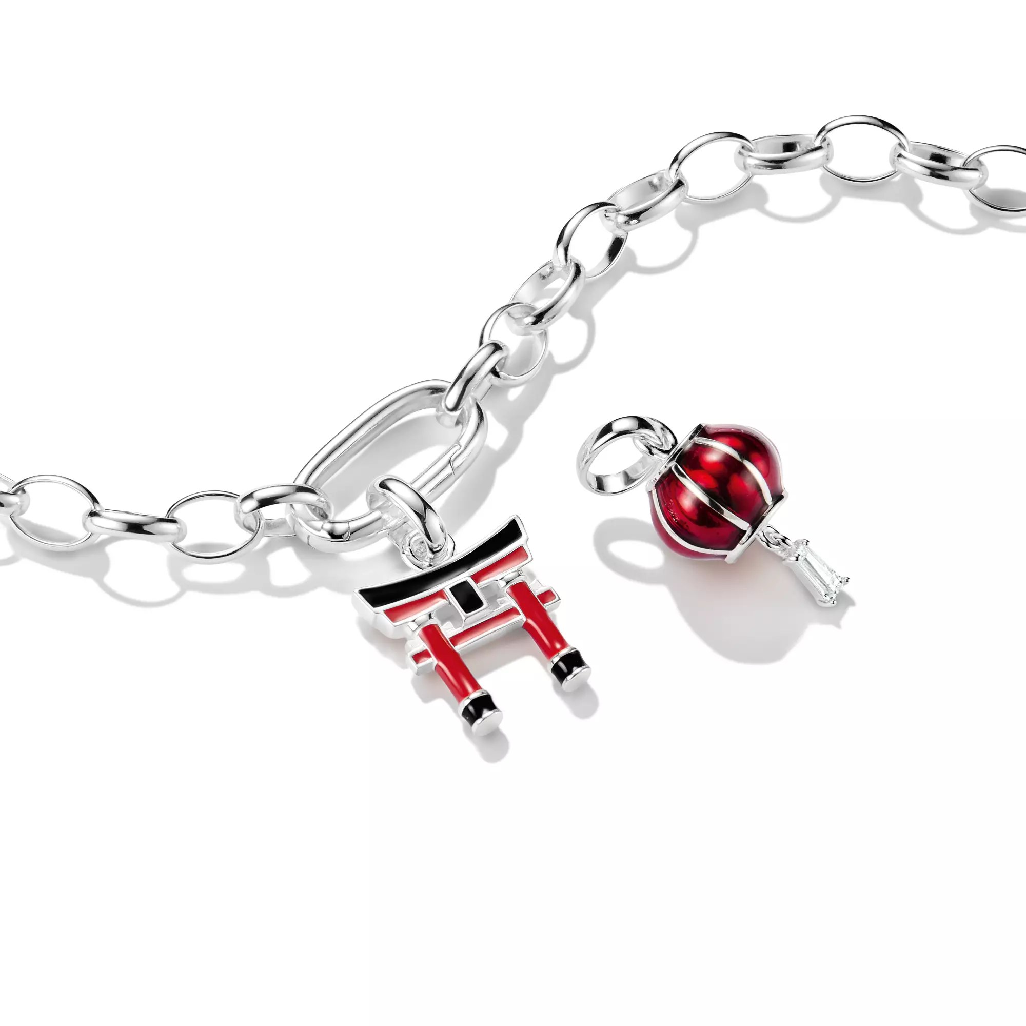 Thomas Sabo Connect - Tokyo Crush Charm Lampion - Sterling Silber, Kaltemail & Zirkonia - Rot - Charm mit Öse – Ansicht 2