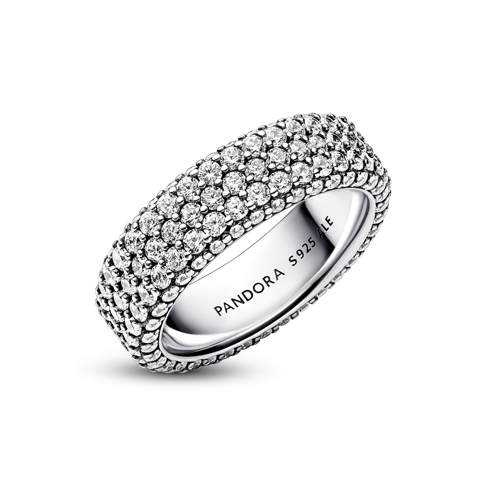 Pandora Dreireihiger Pavé Ring - Sterling Silber Ansicht 3 – Ansicht 3