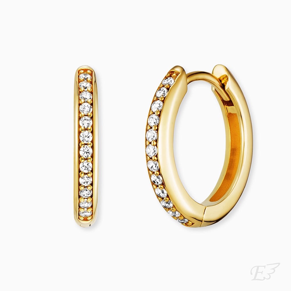 Engelsrufer BASIC Creole Lola - mit Zirkonia Gelbgold vergoldet auf Silber 16 mm – Ansicht 2
