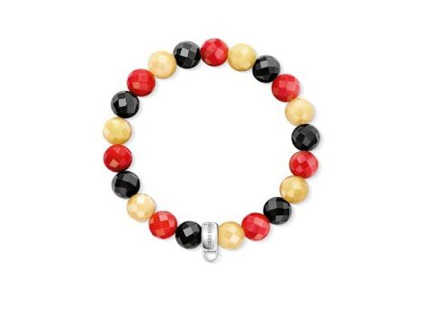 Silbernes Thomas Sabo Armband mit echtem Steinmix in Rot, Schwarz und Gelb, Länge 17 cm, erweiterbar bis 18 cm, Hersteller: Thomas Sabo, stilvolles Accessoire für jeden Anlass.
