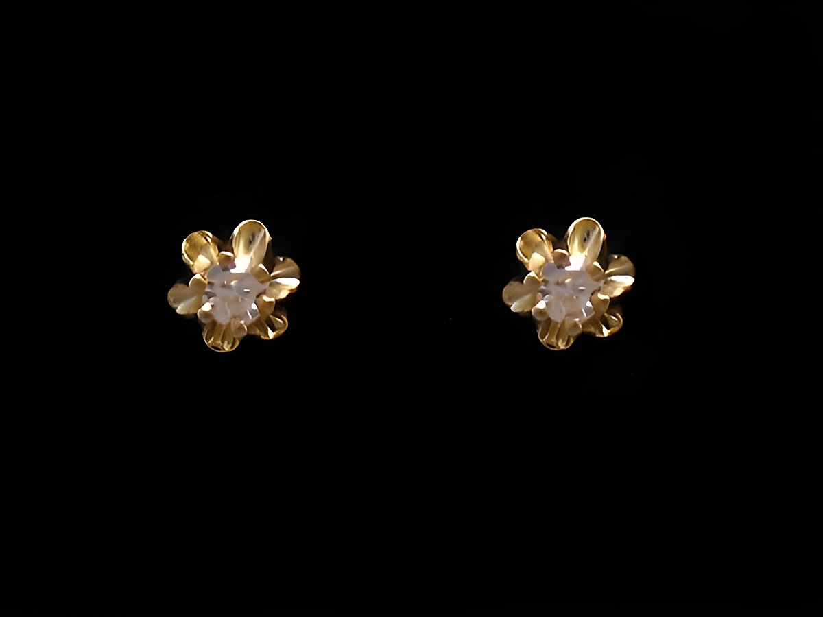 Ohrringe Diamant 0,06 ct. W/P - BLÜTE Gold 585 von Juwelier Harnisch, zarte Blütenform mit funkelndem Brillant und Diamant, elegantes Schmuckstück für jeden Anlass.