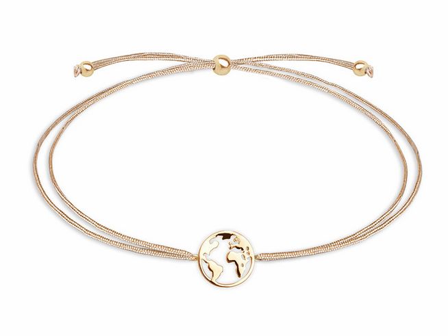 Xenox Sterling Silber Armband XS3166G Wanderlust in gelbgold vergoldet mit einer filigranen Weltkugel als Anhänger. Perfekt für Reisende und Abenteurer.