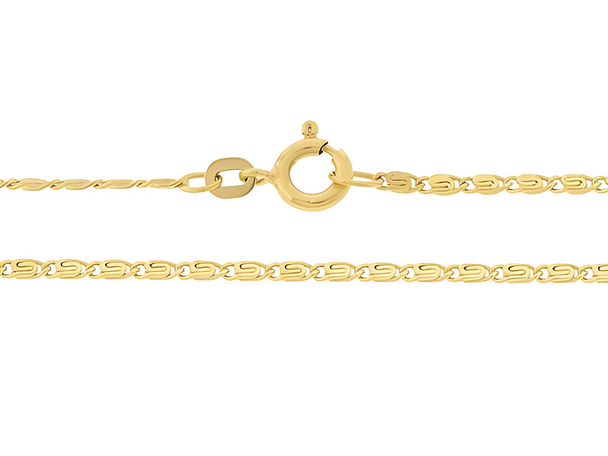 S-Panzerkette 585 Gold mit einer Länge von 40 cm und einer Stärke von 1,6 x 0,7 mm, ausgestattet mit einem praktischen Federringverschluss, Hersteller Juwelier Harnisch.