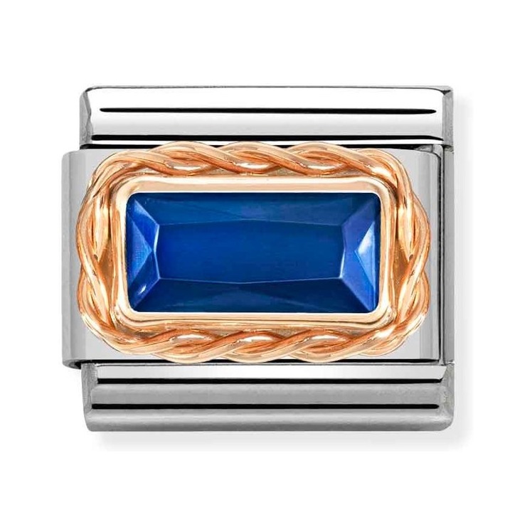 Nomination Composable Classic Charm Zirkonia blau - Edelstahl, Roségold