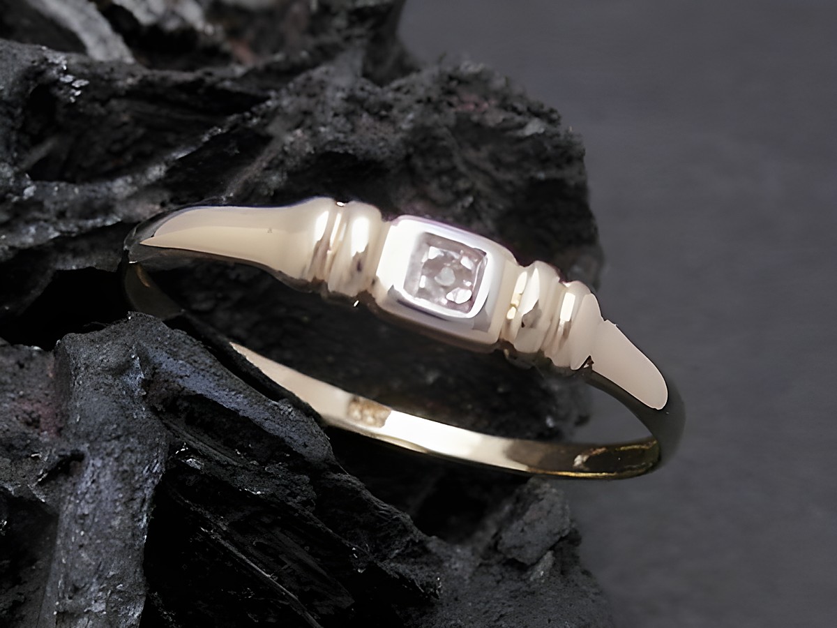 Gold Ring elegant Gold 333 bicolor mit Diamant Goldring Größe 60 von Juwelier Harnisch, bis Größe 60/19, zeitloses Design in hochwertiger Verarbeitung.