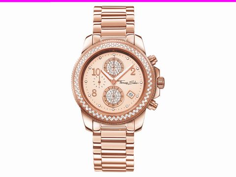 Thomas Sabo Armbanduhr WA0202-265-208-40 mm in roségold mit rundem Ziffernblatt und Diamantakzenten, Quarzwerk und Chronographenfunktion, elegant für Damen, hochwertiges Edelstahlarmband.