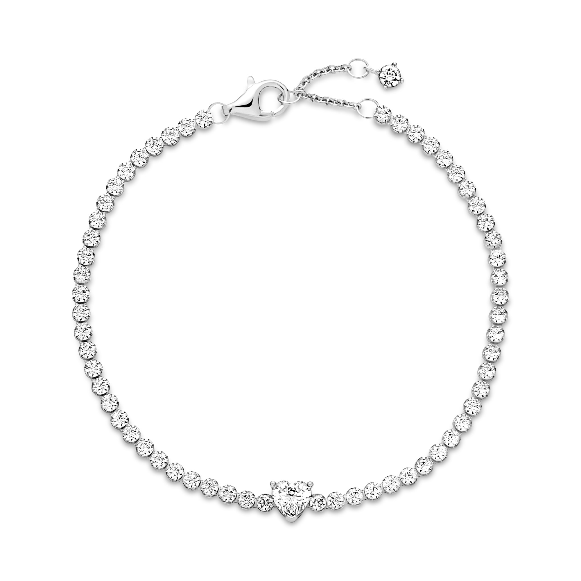 Pandora Armband - Glitzerndes Herz-Tennisarmband - Sterling Silber - Zirkonia - klar – Ansicht 3
