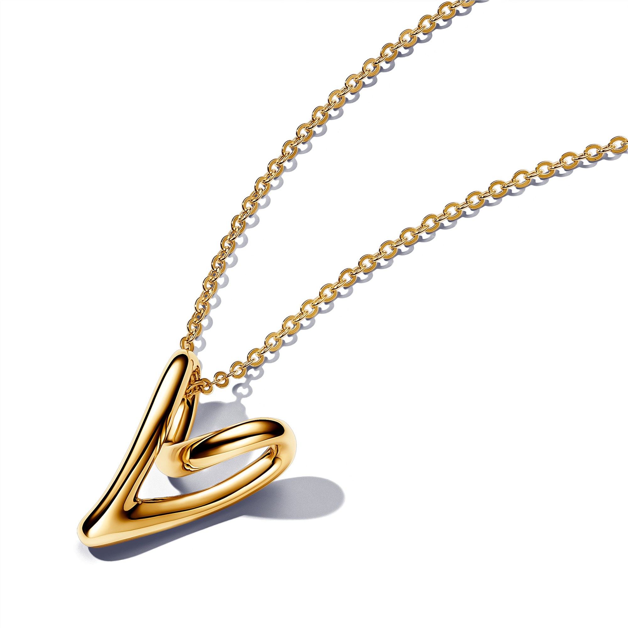 Pandora ESSENCE organisch Geformtes Herz Anhänger-Halskette - Gelbgold verg. - 70 cm