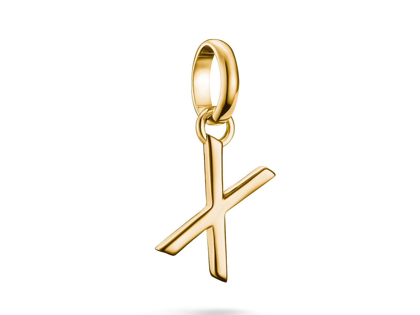 Charm mit Buchstabe X aus Silber und vergoldetem Material, hergestellt von Thomas Sabo. Der Anhänger gehört zur Charm Club CONNECT Kollektion und hat eine praktische Öse zum Befestigen.