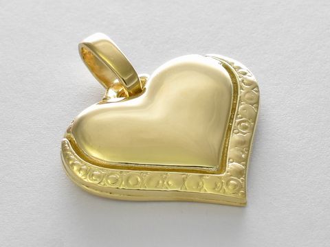 Gold Anhänger Herz massiv 585 Gold ausdrucksstark Hersteller Juwelier Harnisch plastisch, ideal als edles Schmuckstück für besondere Anlässe oder als Geschenk.