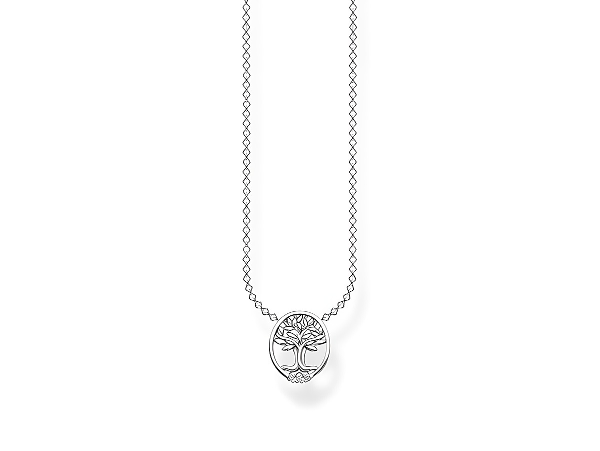 Elegante THOMAS SABO Kette aus Silber mit einem Anhänger in Form eines Lebensbaums, verziert mit Zirkonia, ideal für stilvolle Anlässe.