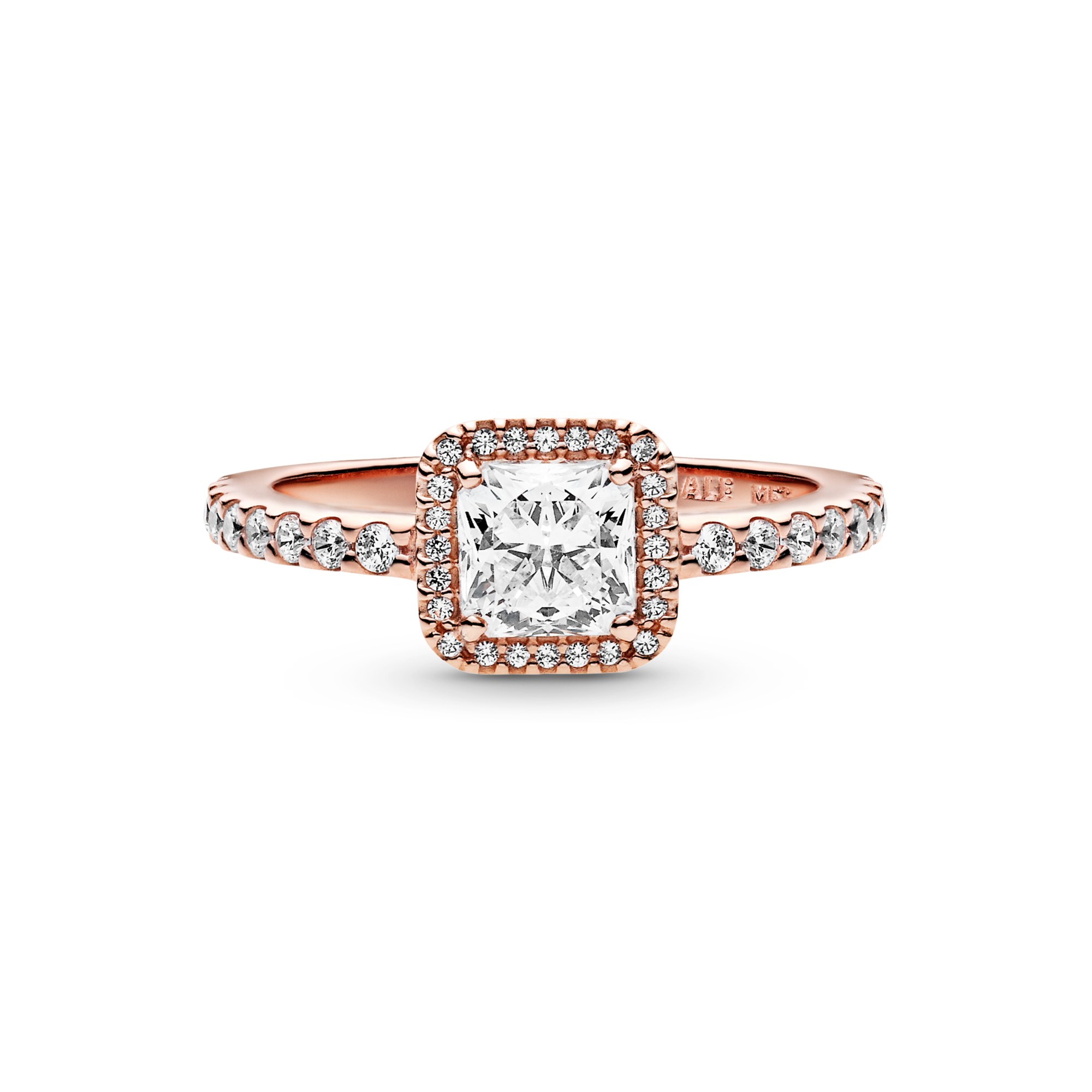Pandora quadratischer Funkelnder Strahlenkranz Ring - Roségold Vergoldung - Zirkonia – Ansicht 3