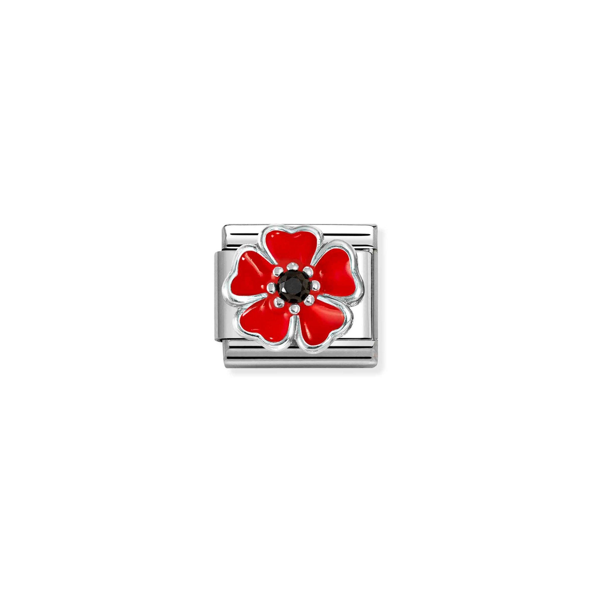 Nomination Composable Classic Charm Klatschmohn - Edelstahl, Sterling Silber, Emaille, Zirkonia – Ansicht 2