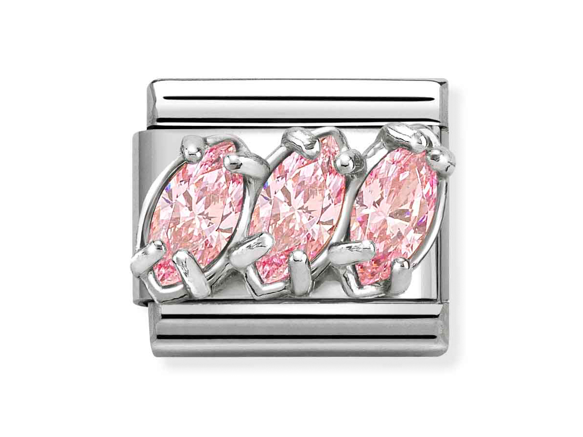 Nomination 330329 21 - CLASSIC Zirkonia in Sterling Silber-Fassung - Triptychon - Rosa