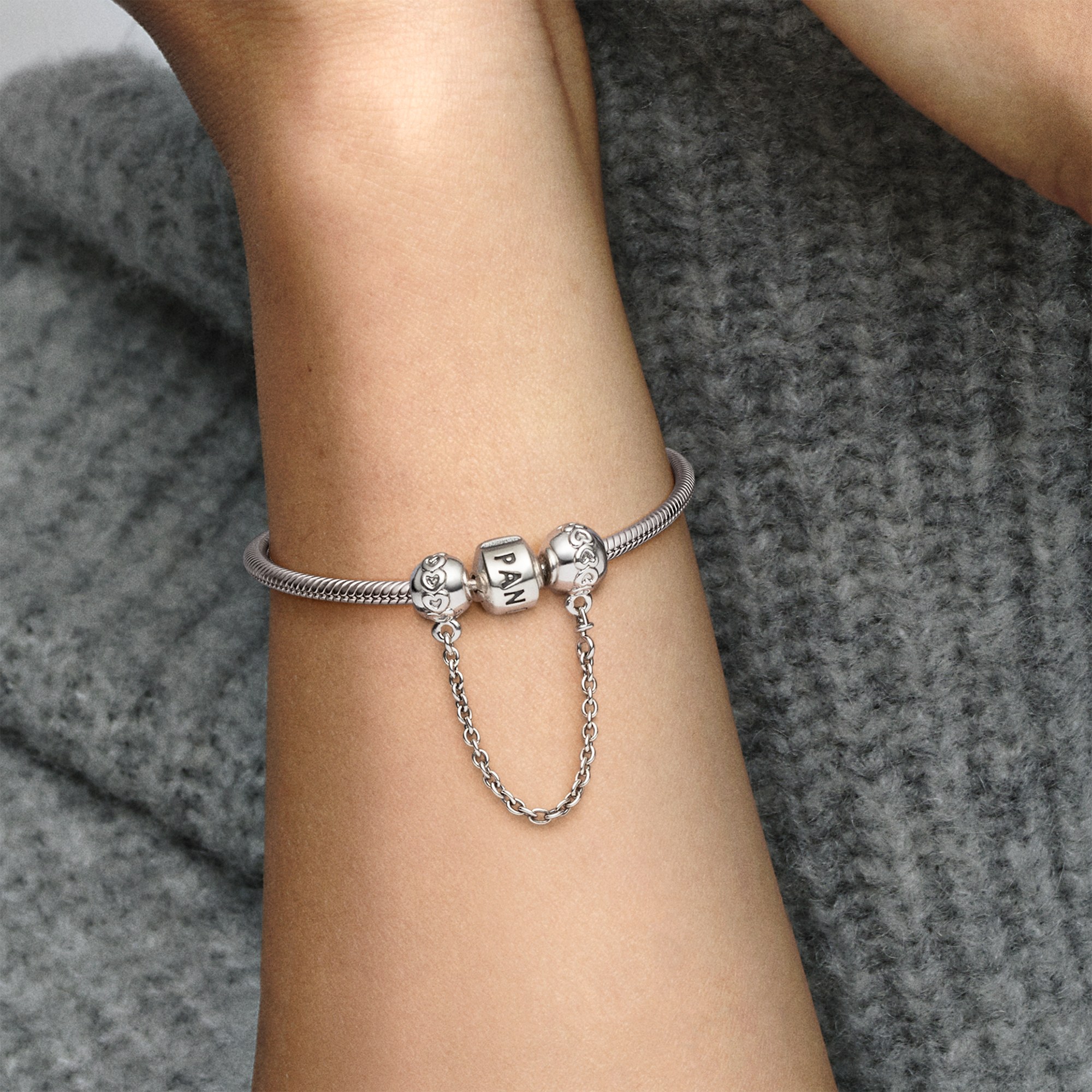 PANDORA 5 cm - Silber Herzen - Sicherheitskette 5 cm – Ansicht 3