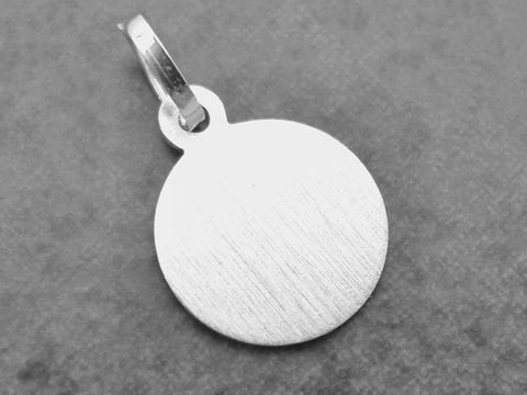 Silber Anhänger - 12,6 mm - Gravurplatte - mattiert und poliert - rund, hergestellt von Juwelier Harnisch, schlichtes Design für individuelle Gravuren.
